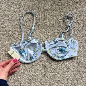 Floral Blue Bikini Top